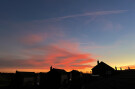 Sunset, Moon, and Contrails